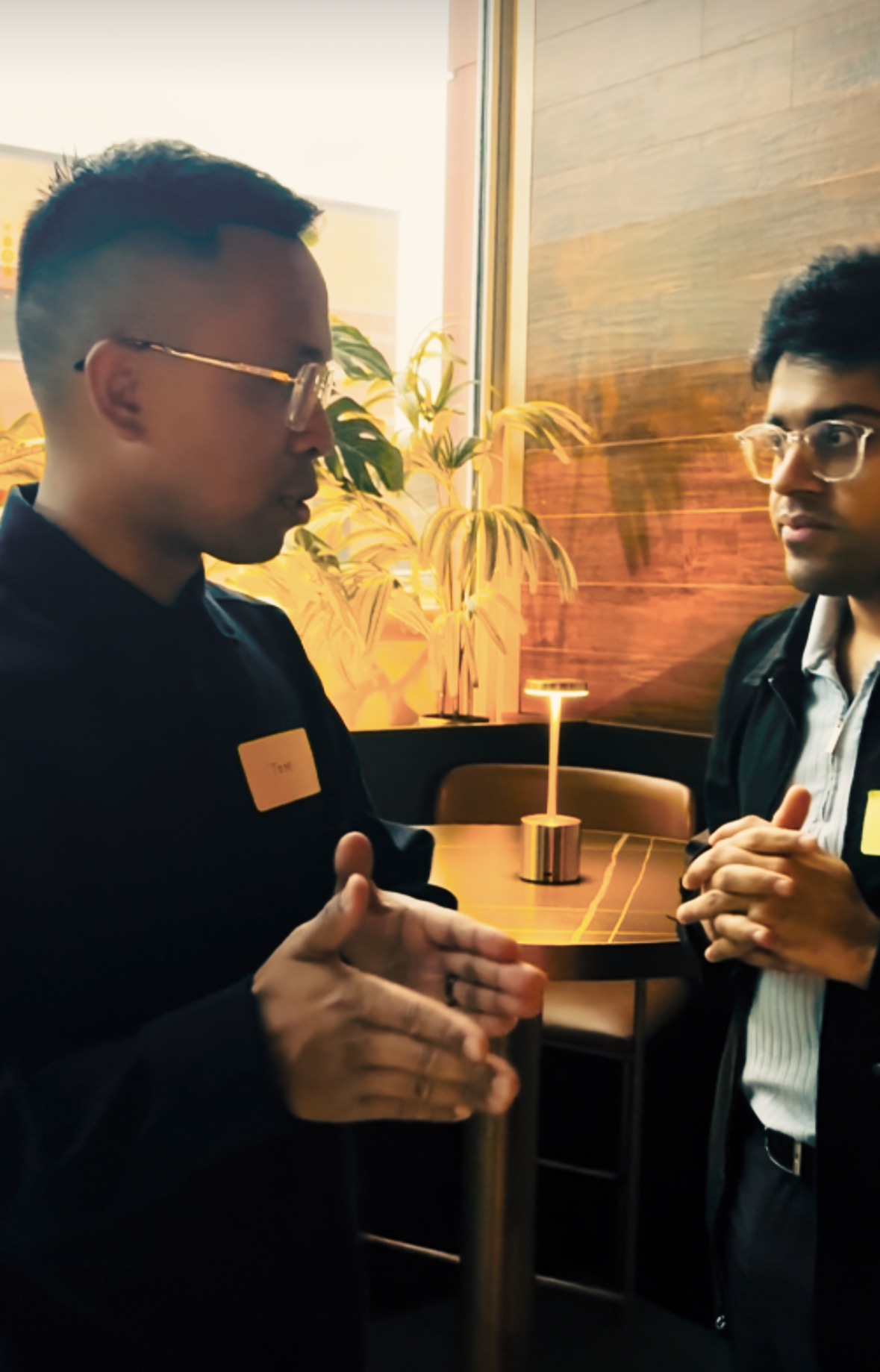 Two founders deep in conversation